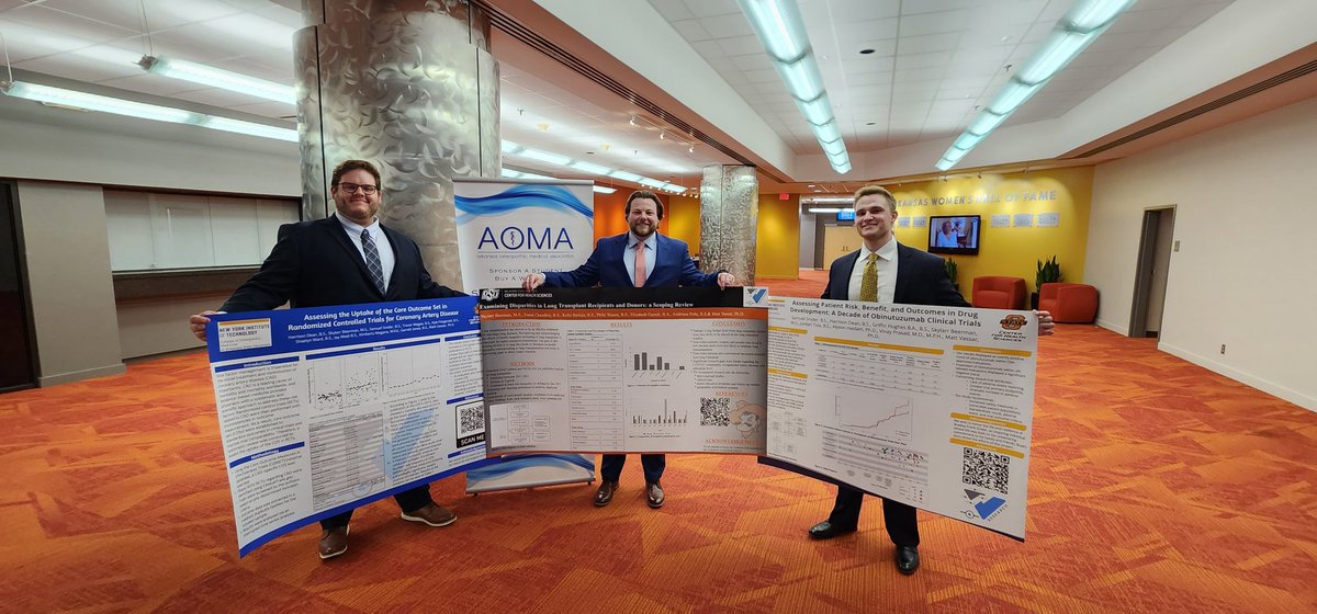 BrookLaurent's tweet photo. Congratulations to Student doctors Dean,Beerman,and Snyder @NYITCOMAR @NYITCOMDO presenting each of their research projects at the Arkansas Osteopathic Medical Association  Annual Convention! https://t.co/WY3kMtzcLU