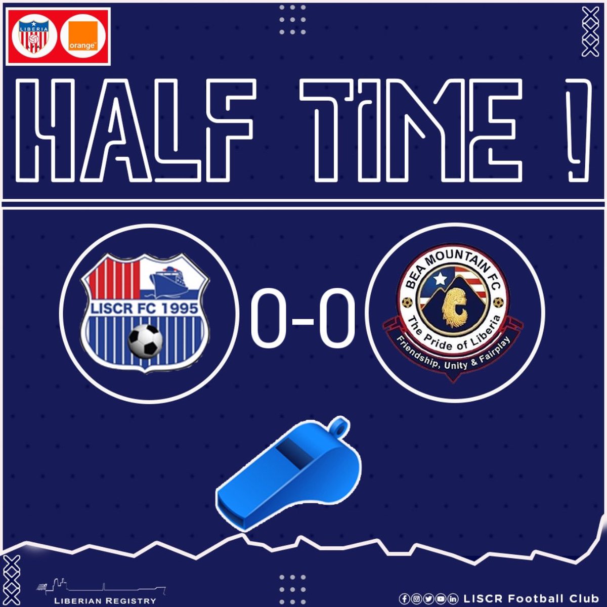 Goalless after the first half. #TogetherStronger #ThisIsLiscrFC