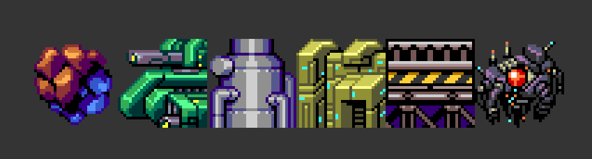 In early development of Irena Genesis Metal Fury, I brainstormed some blocks of environment for the interactive and collideable stage layer. Of course none of these ended up being in the game, but there are some distant cousins!
#pixelart #indiegames #megadrive #segagenesis