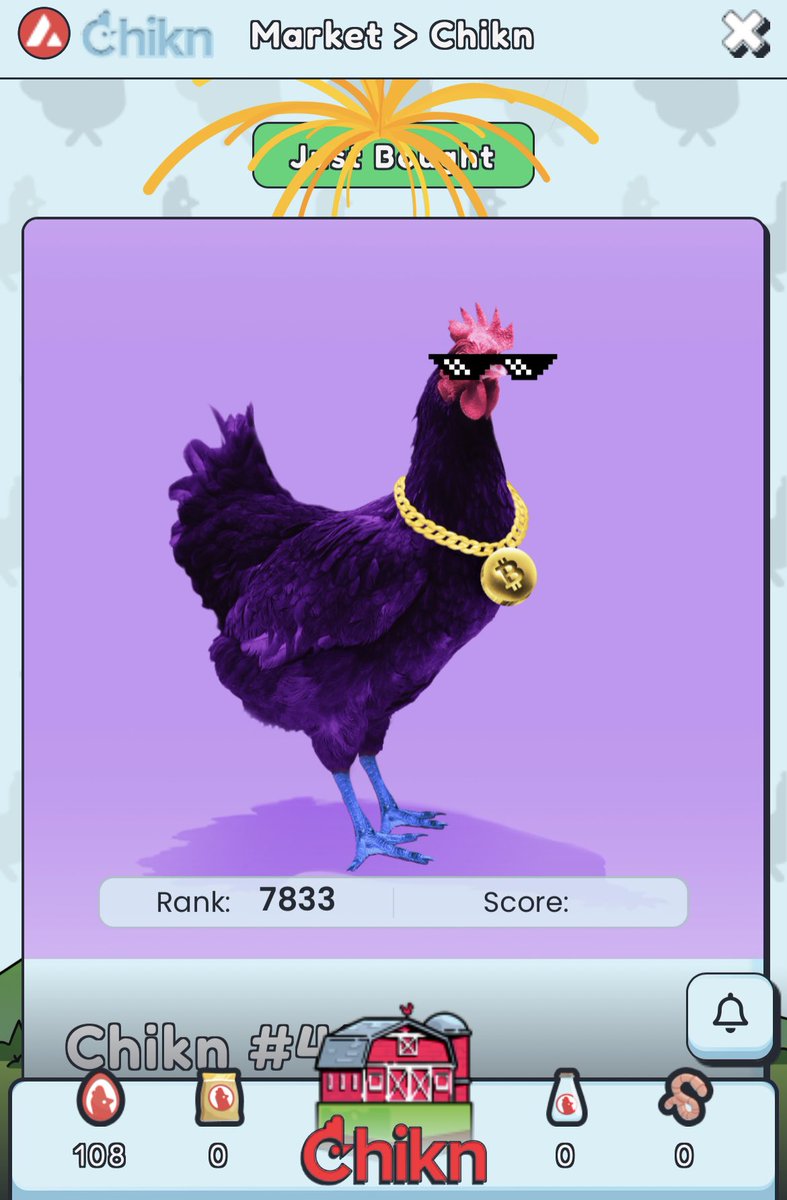 BenAfflegg's tweet photo. the animation was so fuckin awesome. Had to buy a second chikn 🧠🐓🧠 @chikn_nft @avax @avalabsofficial #chikn #bokbok https://t.co/3zQ5OK7p0B