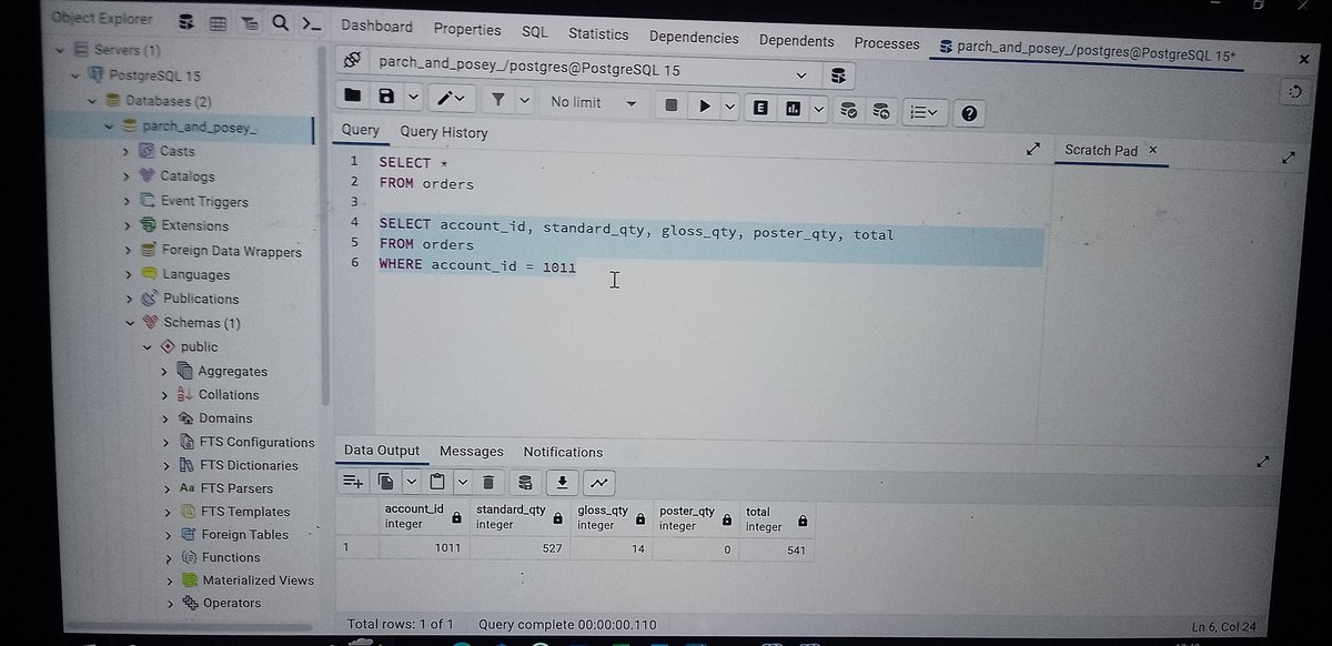 Abiisola__'s tweet image. Day 12: Filtering data.
I used the WHERE query to filter the order made by the account_id - 1011.
#20dayswithdata #SQLFiltering #DataQuerying @hertechtrail