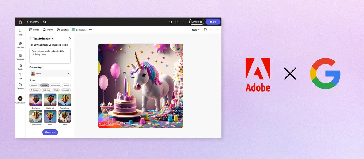 itreetraining's tweet photo. ¡Grandes noticias de Adobe! 🚀
Adobe Firefly Generative AI se une a Google Bard, inspirando a millones a crear. Con Adobe Express, ahora podrás dar vida a tus ideas de manera rápida y divertida.✨🖼️
#Adobe #Firefly #GenerativeAI #AdobeExpress https://t.co/lkGilUeJBv