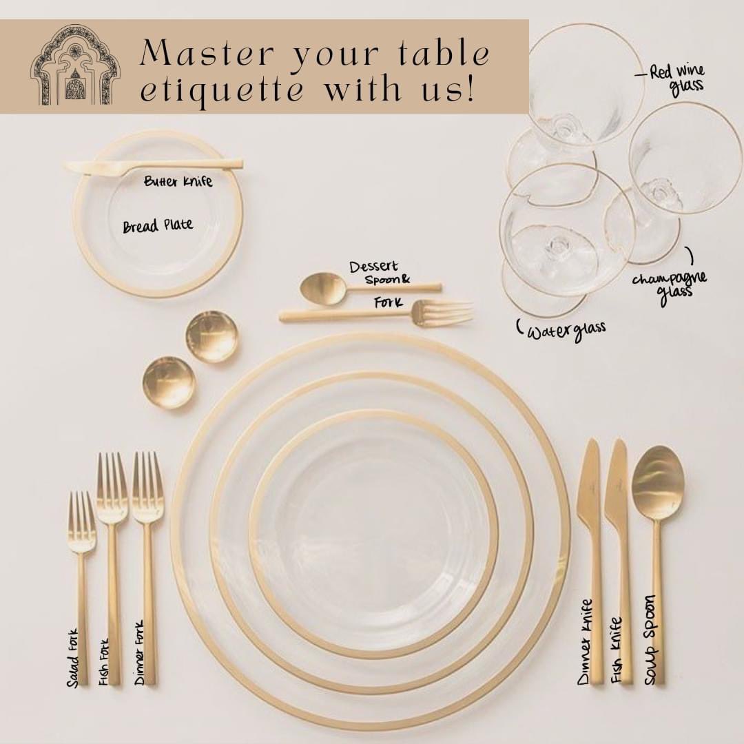 TheZubeida's tweet image. Mastering formal dining settings is an art, and at The Zubeida, we're here to guide you with finesse. Here are some etiquette tips to navigate our cutlery maze seamlessly:

1/7

#TheZubeida #Etiquette #DiningEtiquette