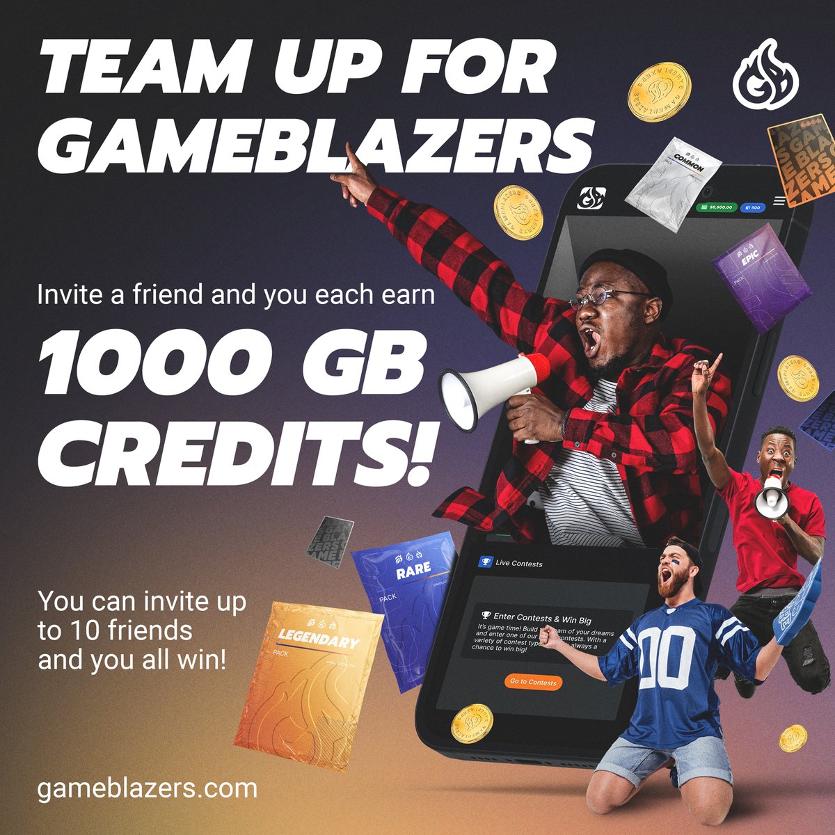 Want more GB credits? Refer a friend and you each earn 1000 GB credits! 🙌

🔥: play.gameblazers.com