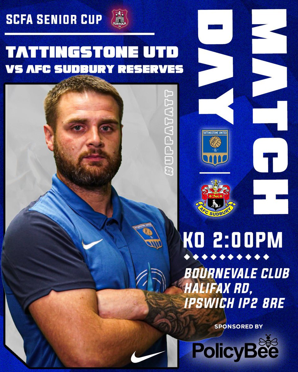 We make history once again tomorrow, as for the first time we play in the Suffolk County Senior Cup against <a href="/AFCSudbury/">AFC Sudbury</a> reserves.

Get down to Bourne Vale and get the lads through what will be a great game and occasion. 

#UppaTatt 💙💛