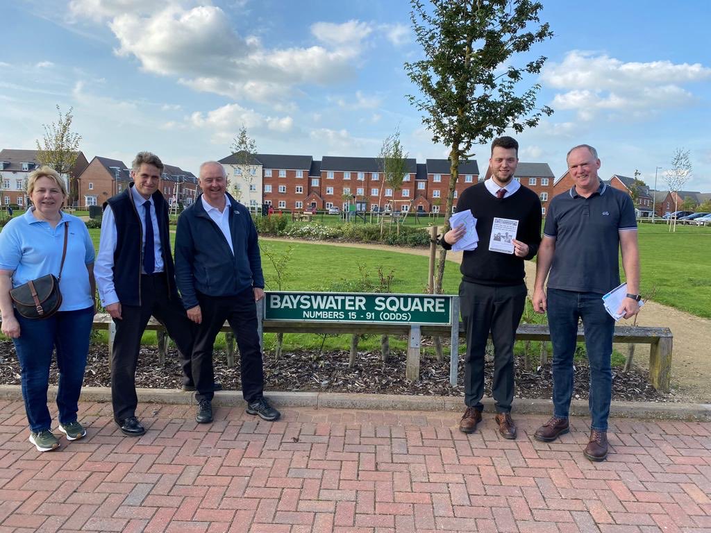 Excellent campaigning in the Stafford sunshine with ⁦<a href="/GavinWilliamson/">Sir Gavin Williamson CBE MP</a>⁩ and ⁦<a href="/CllrPrice/">Cllr Jonathan Price</a>⁩
