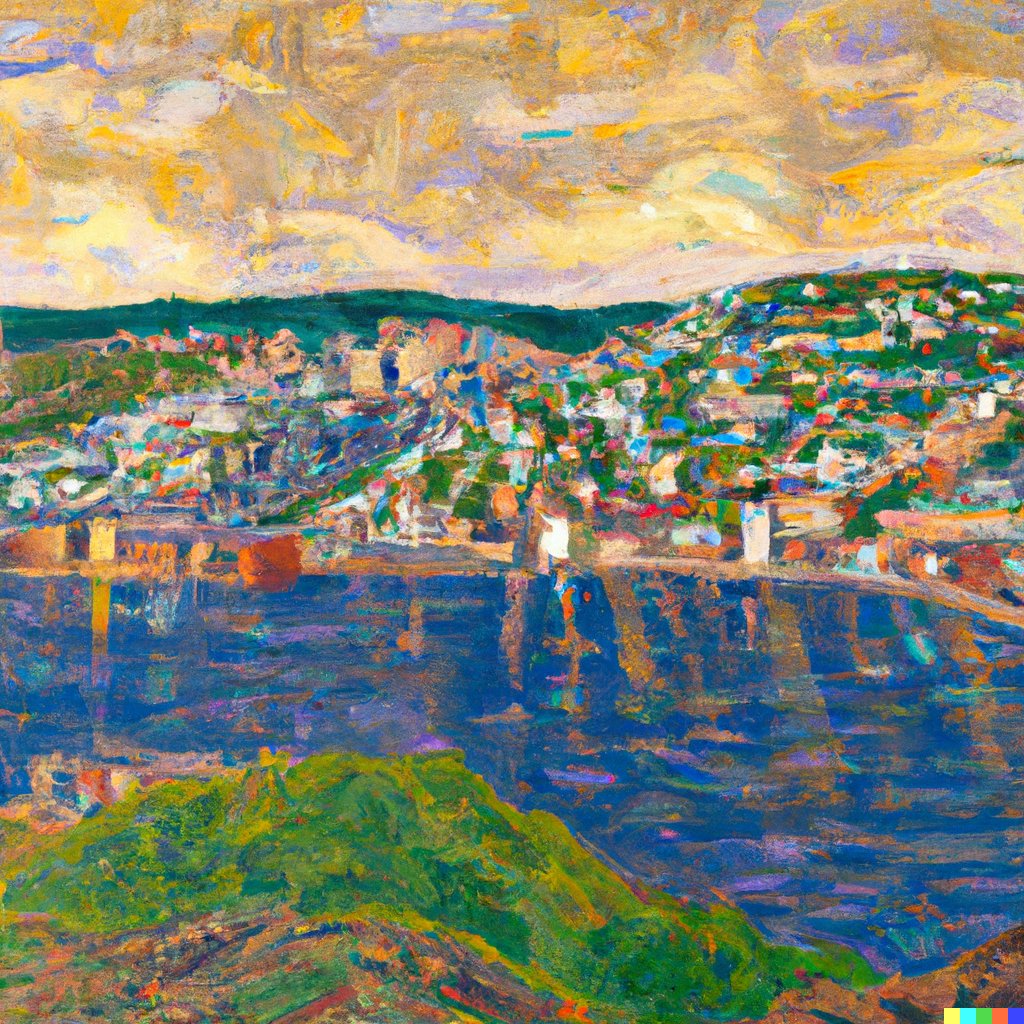 One of my students recommended that I try the Dall.e2 AI around image generation. I asked it to do a modernist painting of St. John's - thought it was pretty cool and worth a share. Took about 20 secs to generate...