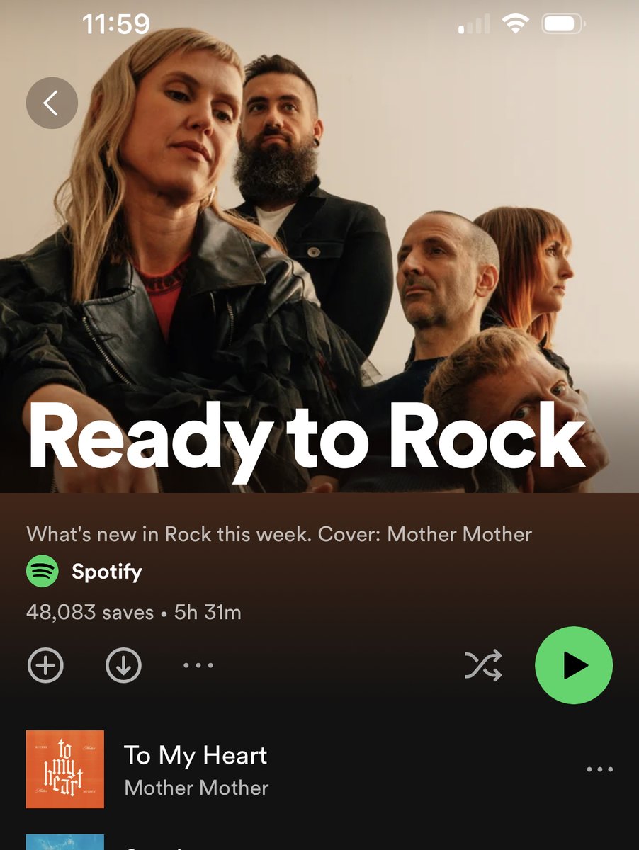 Thanks for the love @Spotify!! Check out 'To My Heart' now!! 🧡🙌 #AllNewRock #ReadyToRock spotify.link/CTKK11Ay7Cb