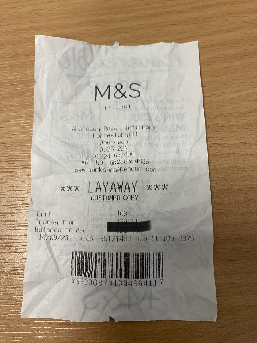 When the ward 104 team are having a difficult day and you go to M&amp;S <a href="/ARI/">ari</a> to buy treats but you’ve forgotten your phone to pay for said treats🥴and then <a href="/JonQIP/">𝓙𝓸𝓷 𝓣𝓪𝔂𝓵𝓸𝓻</a> settles the tab!
Thank you 😊 made a hard day just that little bit easier!
<a href="/fionam54/">Fiona Mitchell</a> 
<a href="/BillyCascarino/">🏳️‍🌈Billy Cascarino</a> 
<a href="/NHSGrampian/">NHS Grampian</a>
