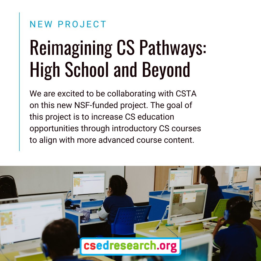 Institute for Advancing Computing Education (@csedresearch) on Twitter photo We are excited to be collaborating with <a href="/csteachersorg/">CS Teachers Association (CSTA)</a> on this new project!
Our new blog post covers more details; click below to read.
csedresearch.org/announcing-new… We are excited to be collaborating with <a href="/csteachersorg/">CS Teachers Association (CSTA)</a> on this new project!
Our new blog post covers more details; click below to read.
csedresearch.org/announcing-new…