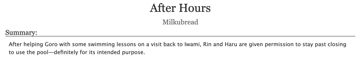 milkubread's tweet photo. Make It Quick | #harurin #rinharu #splashfree 
✧ Free  
✧ Rin/Haru
✧ 4.8k (complete)  
✧ Rated E 
✧ Prompt fill for make a splash!  

Rin and Haru have the opportunity to do more than just swim in a pool.

https://t.co/nBWPMXAx9W https://t.co/YACSYvJtpY