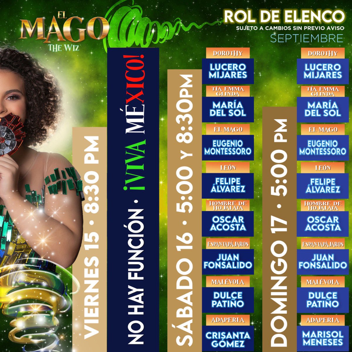 VIVA MÉXICO 💚🤍❤️
Hoy no hay función.
Los esperamos mañana en el Teatro Hidalgo a las 5:00 y 8:30 PM