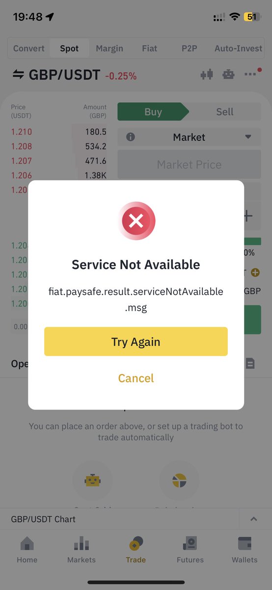 ezidmama's tweet photo. @binance what’s going on???
i’m trying to buy GBP but many times being failed , can you advise please.
Was using USDT, to purchas GBP. https://t.co/h16YTOrU3W