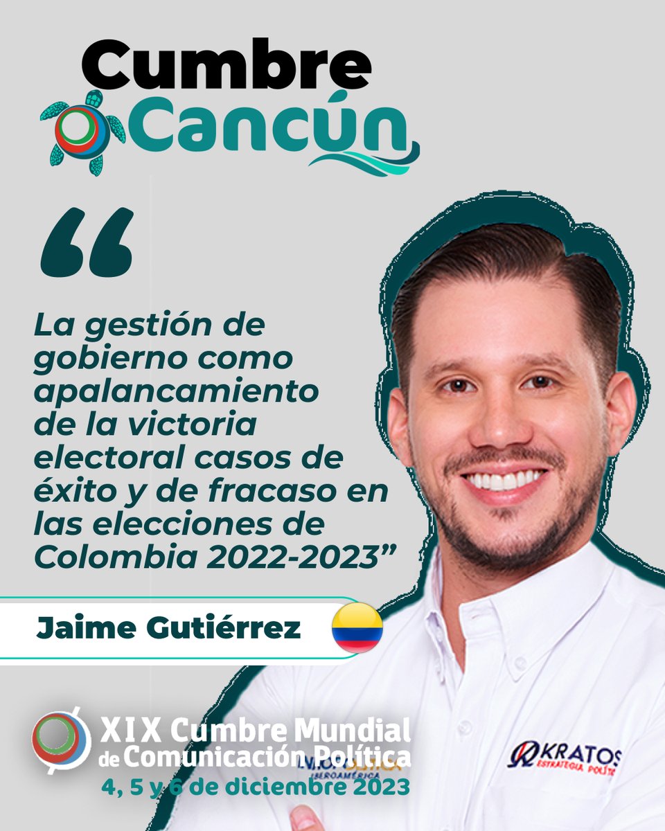 "𝙻𝙰 𝙶𝙴𝚂𝚃𝙸𝙾́𝙽 𝙳𝙴 𝙶𝙾𝙱𝙸𝙴𝚁𝙽𝙾 𝙲𝙾𝙼𝙾 𝙰𝙿𝙰𝙻𝙰𝙽𝙲𝙰𝙼𝙸𝙴𝙽𝚃𝙾 𝙳𝙴 𝙻𝙰 𝚅𝙸𝙲𝚃𝙾𝚁𝙸𝙰 𝙴𝙻𝙴𝙲𝚃𝙾𝚁𝙰𝙻 𝙲𝙰𝚂𝙾𝚂 𝙳𝙴 𝙴́𝚇𝙸𝚃𝙾 𝚈 𝙳𝙴 𝙵𝚁𝙰𝙲𝙰𝚂𝙾 𝙴𝙽 𝙻𝙰𝚂 𝙴𝙻𝙴𝙲𝙲𝙸𝙾𝙽𝙴𝚂 𝙳𝙴 𝙲𝙾𝙻𝙾𝙼𝙱𝙸𝙰 𝟸𝟶𝟸𝟸 - 𝟸𝟶𝟸𝟹."
Será la conferencia de