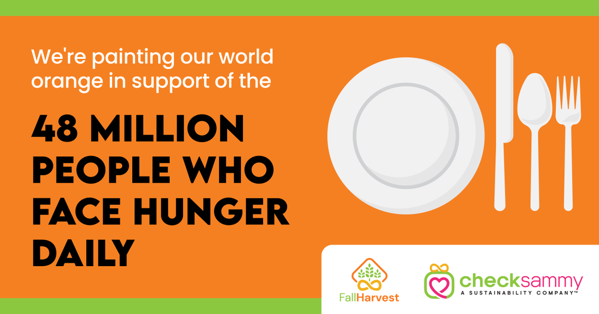 CheckSammy's tweet image. On September 15, we’re painting our world orange in support of Hunger Action Day! 🧡 Together, we can make a difference for the 48 million people facing hunger everyday.

Join us in spreading hope, one meal at a time. 🌟 
checksammy.com/fallharvest/