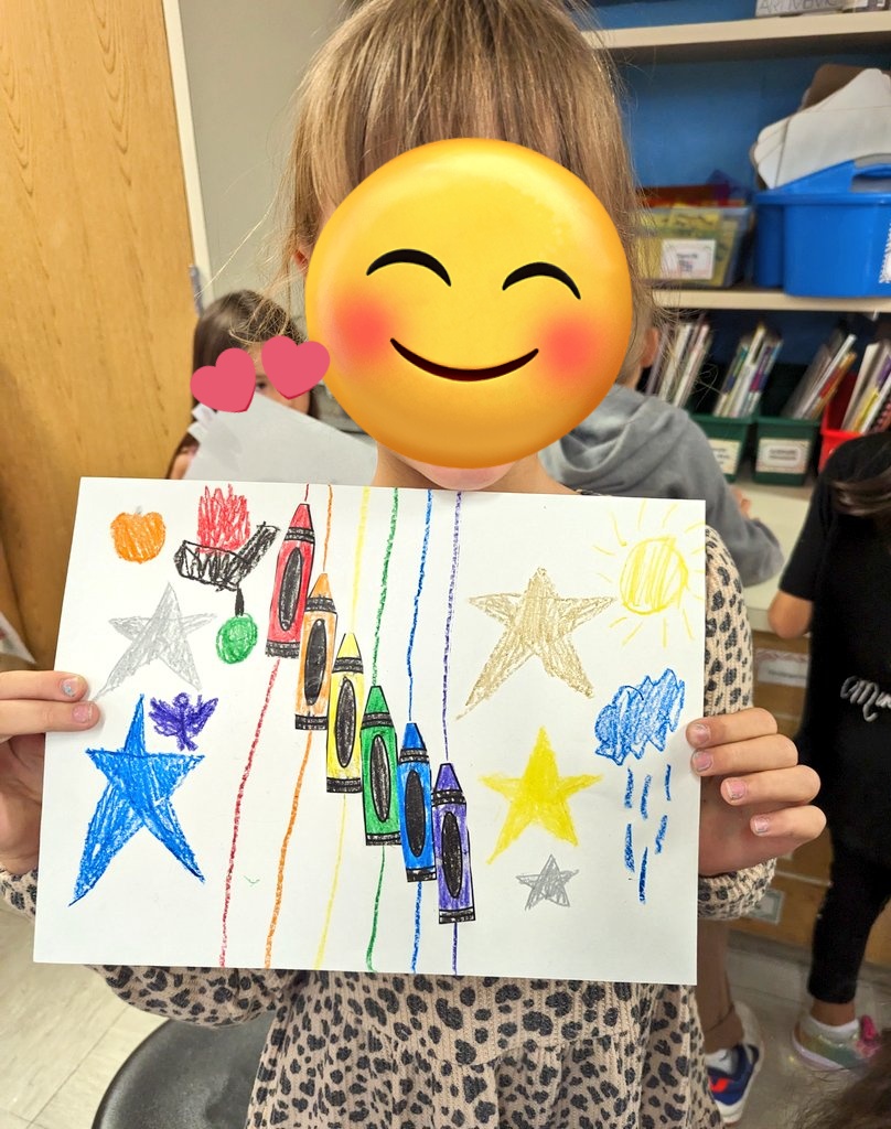 MrsVoigtArt's tweet photo. First grade artists listened to the story, "The Day the Crayons Quit." They put those crayons to work while practicing their artist lines and rainbow colors! #engageD64 #D64smiles #FabArtsFri #ArtsEd #thedaythecrayonsquit @D64News https://t.co/aBiRReM3UB