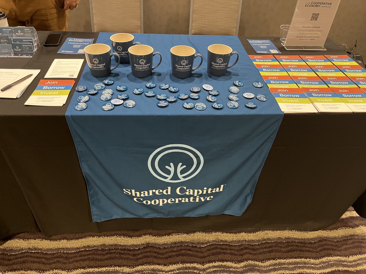 Shared_Capital's tweet photo. We are at @UpandComingCoop Conference in St. Paul,MN!
Check out our table (and grab some stuff! Like mugs!) and say hello. We're so excited to be part of this conference and hope to see you soon.#gocoop #foodcoops #coopstartups @UpandComingCoop https://t.co/9aBeRLONAz