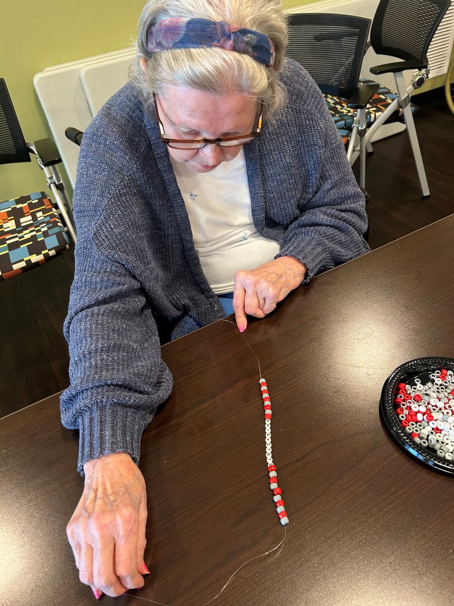 NorwichSprings's tweet photo. Go Bucks! 🏈 ❤️ 🖤 Our residents were busy today making OSU bracelets for the game this weekend.

#GoBucks #LiveWithTrilogy #SeniorLiving https://t.co/qpgjCDWx54