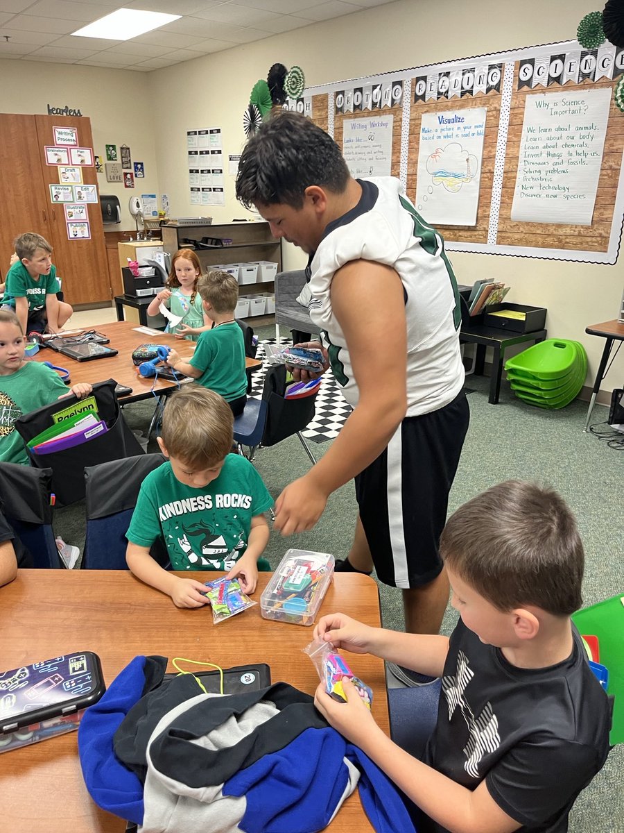 ClearFallsFB's tweet photo. Some pictures from our “Football Buddies” going to work with the elementary students at @mossmanelem today!   #VillageCollaboration @CFHS_Knights https://t.co/C0D0lKoilR