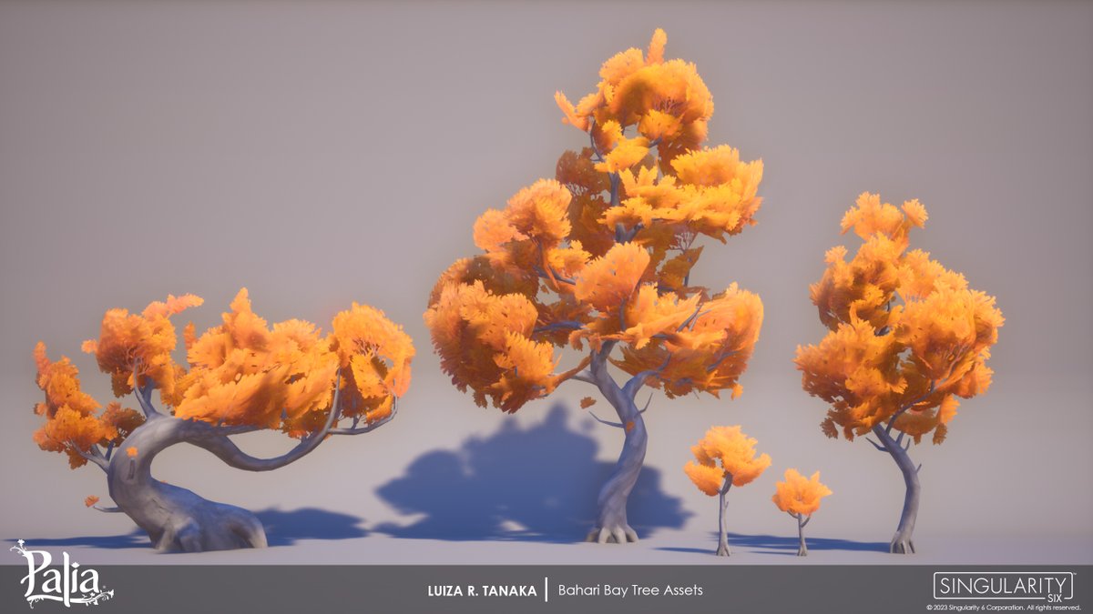 LuizaTanaka's tweet photo. Folks often think SpeedTree=Realistic but I've made almost all of Palia's foliage using it! 🪻🌷 It's very versatile and can really speed up a traditional Maya/Max workflow. It handles lower poly meshes ✨like a dream✨ https://t.co/N8kIGNwDfg