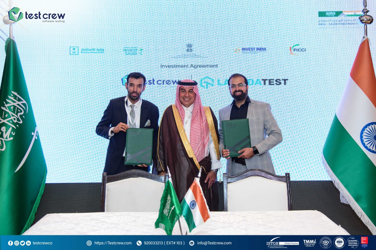 TestCrewCo's tweet photo. TestCrew seeks great partnerships to further add innovative tools and resources to its offerings and is proud to share its last efforts in this field by signing multiple Memorandums of Understanding (MoUs) with prominent Indian companies.
#TestCrew #testing #saudiarabia https://t.co/INoeA4ZC3f
