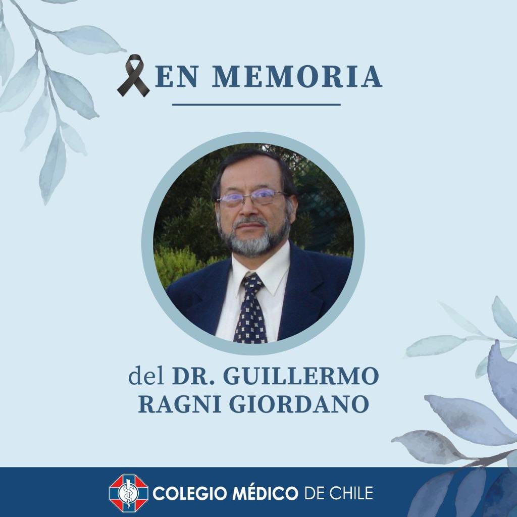 Lamentamos el sensible fallecimiento del Dr. Guillermo Ragni Q.E.P. D. , destacado Médico Anestesiólogo. Fue jefe de servicio del @HospitalRgua por 31 años, además  de su notable calidad humana. Nuestras más sinceras condolencias a su familia, amigos y colegas <a href="/colmedchile/">Colegio Médico de Chile - Colmed Chile</a>