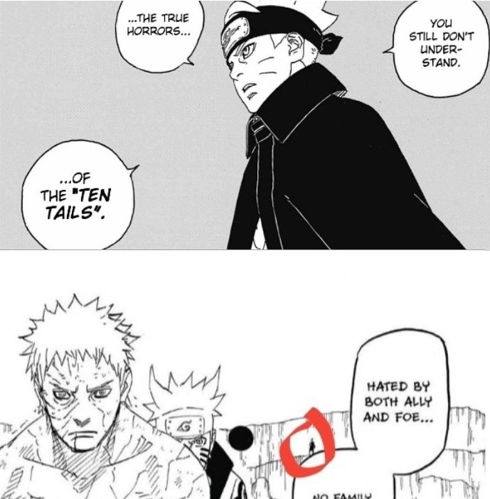 The way boruto is speaking in this panel like he experienced it first hand might have confirmed the theory of boruto going to the past and being foreshadowed since shippuden...