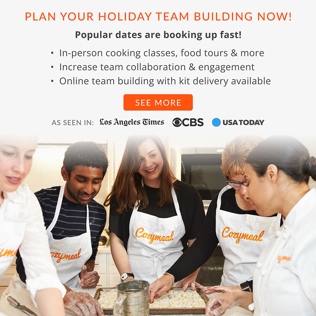 Get a head start on planning a Q4 team building activity for your crew! Think pasta making, sushi rolling, craft cocktail creating or food tours in your city. Find more ideas here: cozymeal.com/culinary-team-…