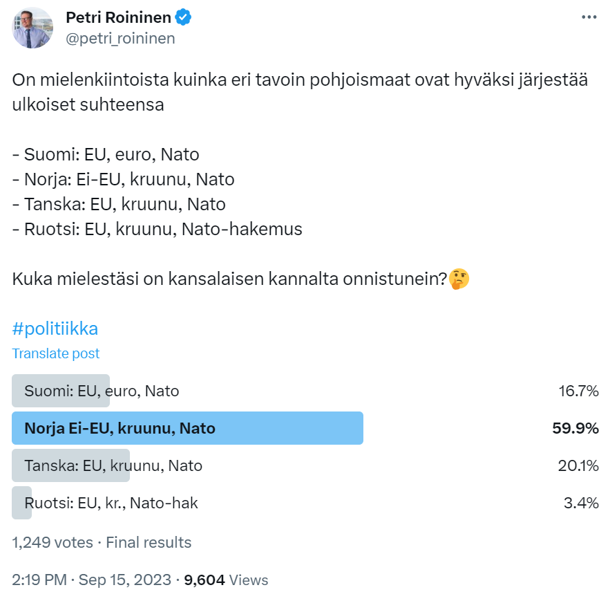 petri_roininen's tweet image. Kiitos 1.249 vastaajalle🙏

Meillä taitaa olla pientä #euro- ja #EU-kriittisyyttä ilmassa.

Etteivät vaan olisi #elpymisrahasto, #ennallistamisasteus, #EKP&apos;n korkopolitiikka ja viimeksi #CRMA vaikuttaneet asiaan?🤔

#politiikka