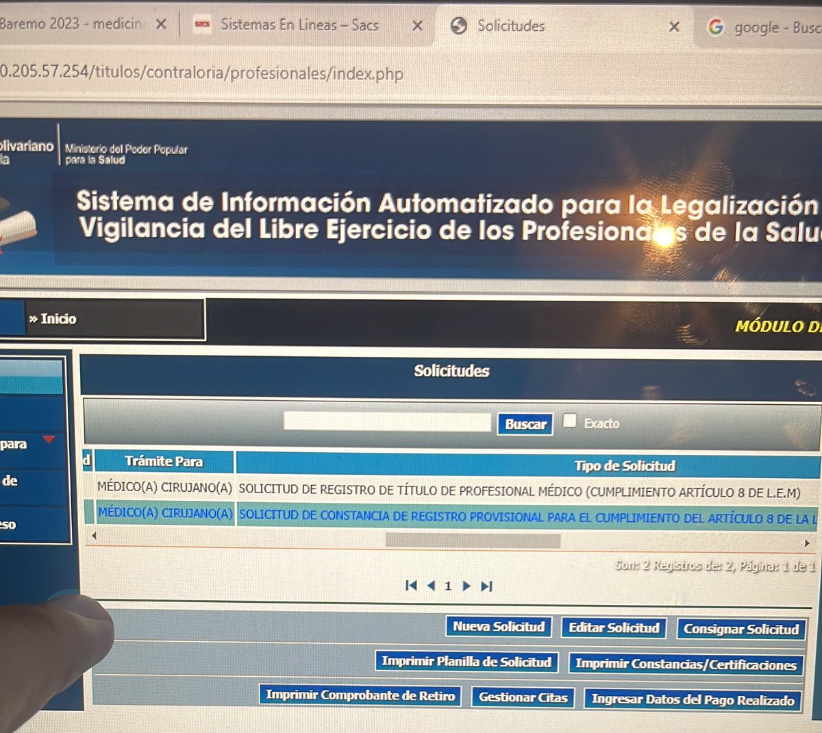 jorge_859's tweet photo. Hola buenas tardes @SACS_MPPS  @sacs_monagas @SacsLegal quisiera saber xq aún no me ha dado la opción de pago a mi :
 SOLICITUD DE REGISTRO DE TÍTULO DE PROFESIONAL MÉDICO (CUMPLIMIENTO ARTÍCULO 8 DE L.E.M) que  realice  mi cita de consignación. El 11/09/10  el cual el sistema https://t.co/cqb9e9hghM