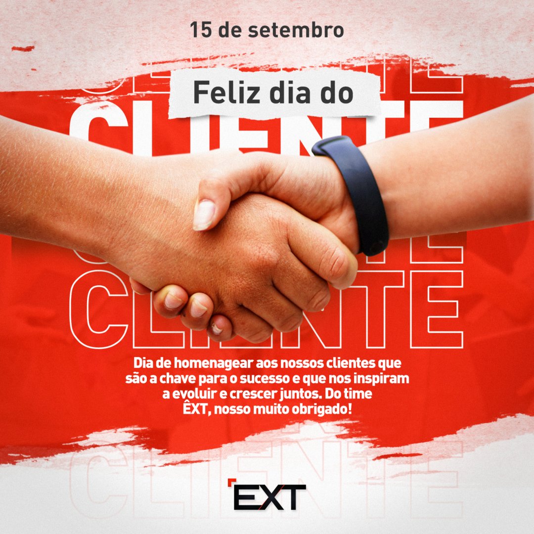 EXT_Business's tweet photo. 🎉🤝 Neste Dia do Cliente, a ÊXT se enche de gratidão por cada parceria construída ao longo dos anos. Obrigado por fazerem parte da nossa jornada de sucesso!

Resultado é o Nosso Negócio! https://t.co/BDKNxkLdFU