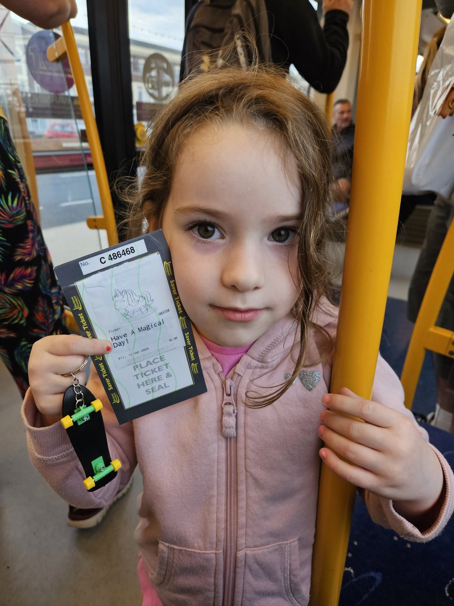 emma_milliken's tweet photo. @Blackpooltrams thank you to the conductor today (originally from Blantyre,  Scotland but didn't catch his name) who "scanned" our daughter and printed her a ticket. She was over the moon! Kept saying but how did he know I was a ticket! https://t.co/9GNSzIbDdh