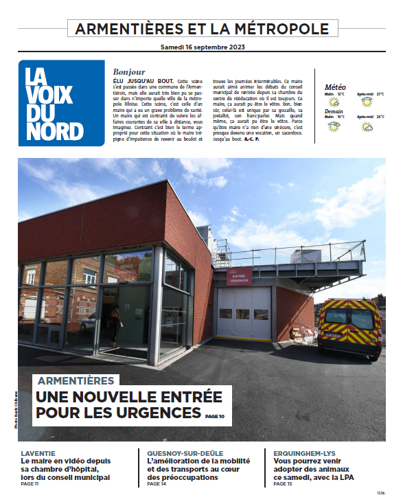 Bonjour ! Voici la Une locale de votre édition de ce samedi. Bonne journée