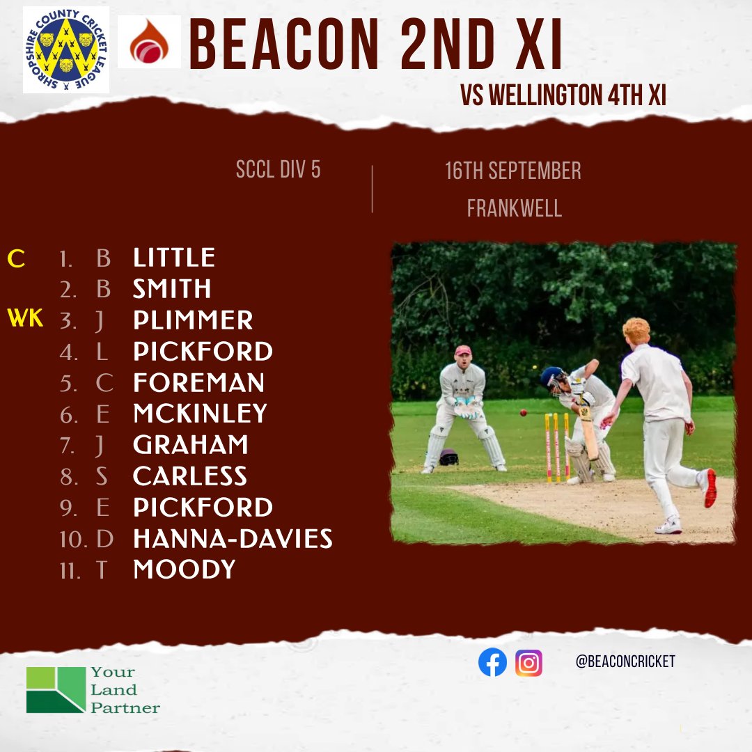 🚨WEEKEND TEAM NEWS 🚨

Final games of the season for Beacon Cricket Club 

1st Team Away at Wellington 3rd XI
2nd Team Home vs Wellington 4th XI

#forzabeacon #upthebeacon #seasonfinale