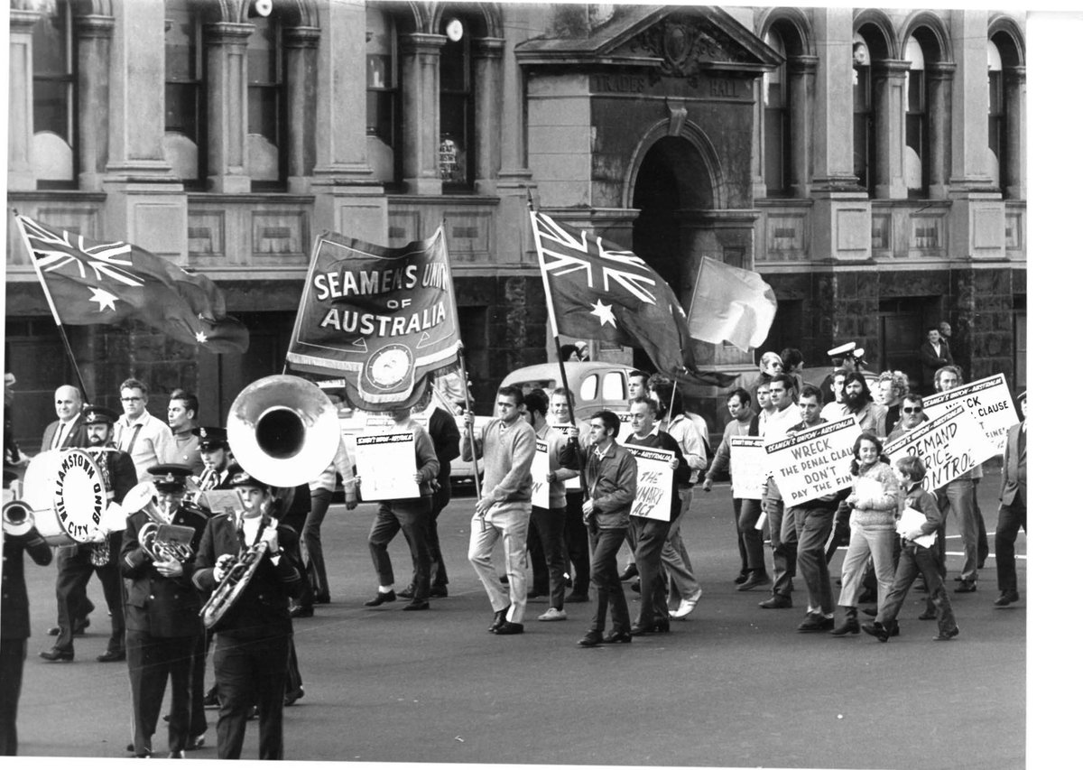 VicUnions's tweet image. When the &quot;No&quot; campaign against the Voice to Parliament runs their apartheid line, ask them where they were during apartheid. We were here, on the right side of history. May Day 1970. #history #historyiscalling #ausunions