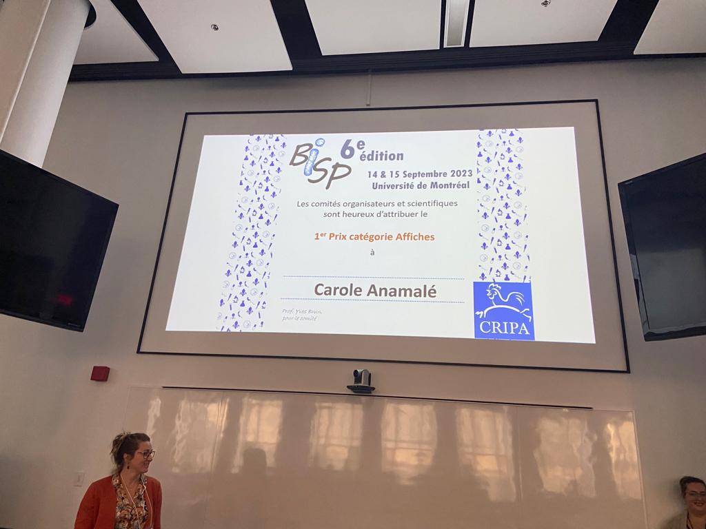 CongresBISP's tweet photo. Les lauréats des prix soutenus par @CentreCRIP sont : Camille Ou ( 1er Oral), Carole Anamalé ( 1er Affiche) ainsi que Florence Deschênes ( 2e affiche), Magdalena Laekas ( 3e affiche) , Éléonore Lemieux ( 4e affiche). Félicitations 🎉🎊 https://t.co/jdJRXmzIlU