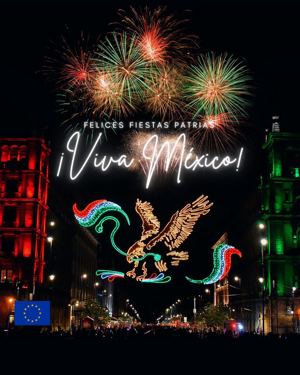 🇲🇽 ¡Felices Fiestas Patrias, México! 🇲🇽

El Embajador <a href="/GautierMignot2/">Gautier Mignot</a> y todo el equipo de la <a href="/UEenMexico/">Unión Europea en México 🇪🇺🇲🇽</a>  deseamos a nuestras y nuestros amigos mexicanos unas felices fiestas patrias en el 213 Aniversario del Inicio de la lucha de Independencia de México. 🎉

¡VIVA MÉXICO! 🇲🇽