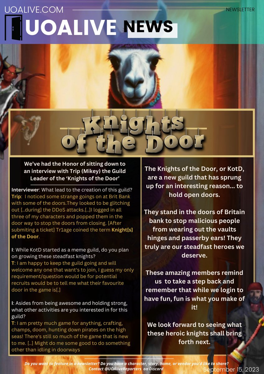 UOAlive's tweet photo. This weeks UOAlive Magazine/Newsletter: Hinges of Destiny! - Join https://t.co/C0mnPOUMwa today, the #1 Populated PvM/PvE Ultima Online Server!
@pcgamer @GameSpot @PCMag
#uo #ultimaonline #mmo #MMORPG https://t.co/TxtQoGAQoP