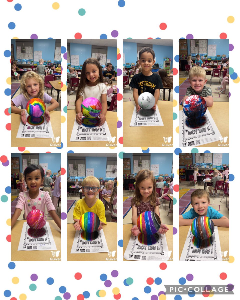 Kinder @ellisorbulldogs had some fun today celebrating #InternationalDotDay! We read The Dot, dressed in dots, ate some dots, and created @quivervision dots! So much fun!