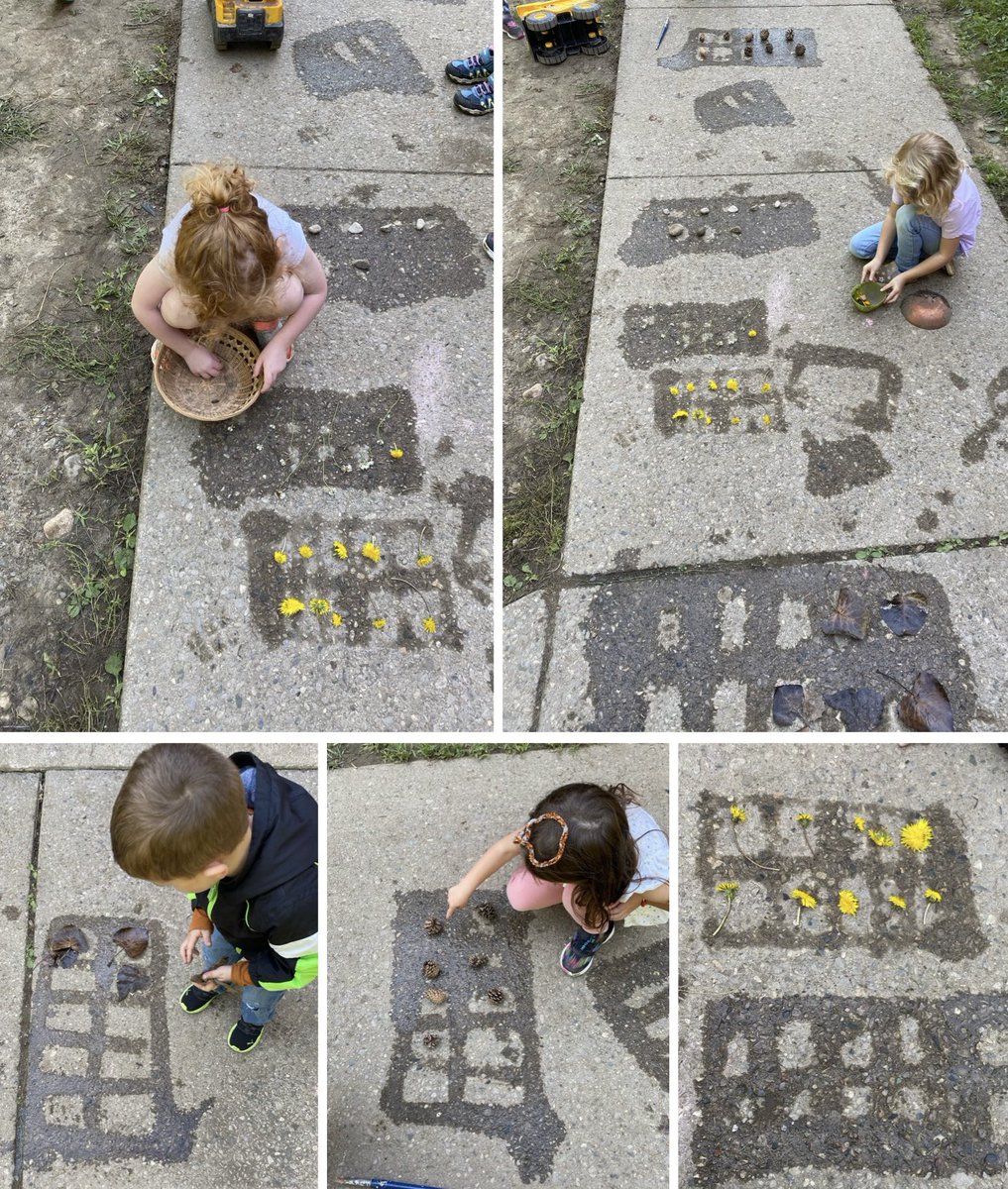 Our kiddos were collecting a variety of items during outdoor education. I painted 10 frames on the ground using water. We talked about 10 frames and how they work, which items had more and which had less and counted one to one. <a href="/DonnellyEmilie/">Mrs. Donnelly</a> <a href="/louisearbourfi/">Louise Arbour FI</a> <a href="/TVDSBmath/">TVDSBmath</a>