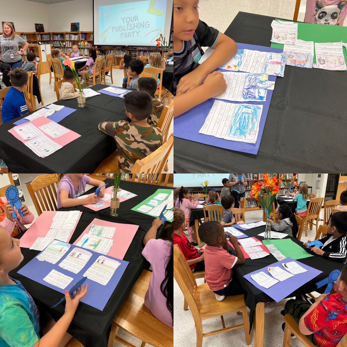 MsDavisKinder's tweet photo. These first grade scholars have worked so hard on their narrative stories. Today we celebrated their hard work with a publishing party! @Hasty_Huskies @Beth_Coryell @MRegan0123 #growinggreatness https://t.co/zELXxrzhSE