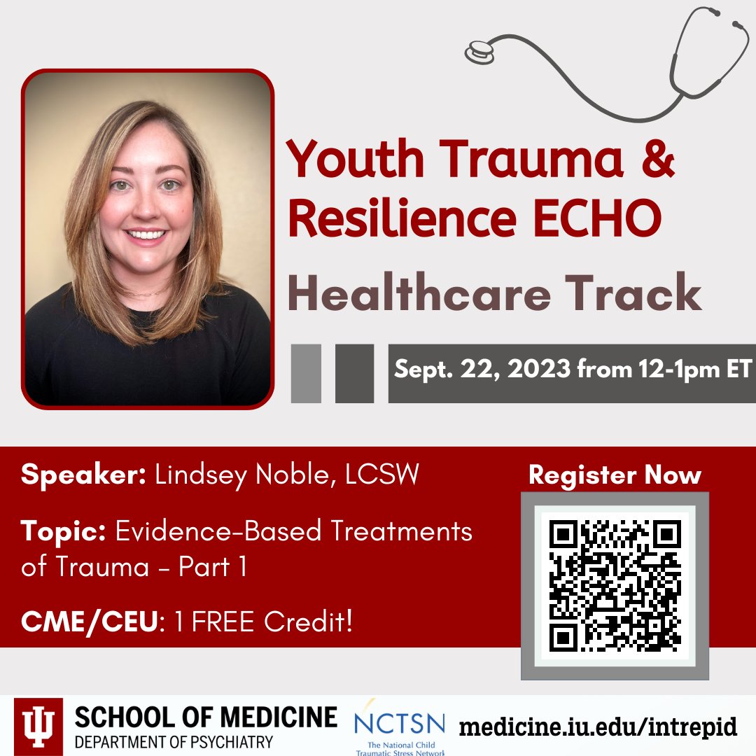 intrepidcenter's tweet photo. We hope to see you next Friday, September 22nd from 12-1pm ET for a presentation by Lindsey Noble, LCSW, on “Evidence-Based Treatments of Trauma.” Free #continuingeducation credit is available! Register here: https://t.co/lEUqXNUGFm

#traumainformedcare #mentalhealth https://t.co/B1JrFRk7uL