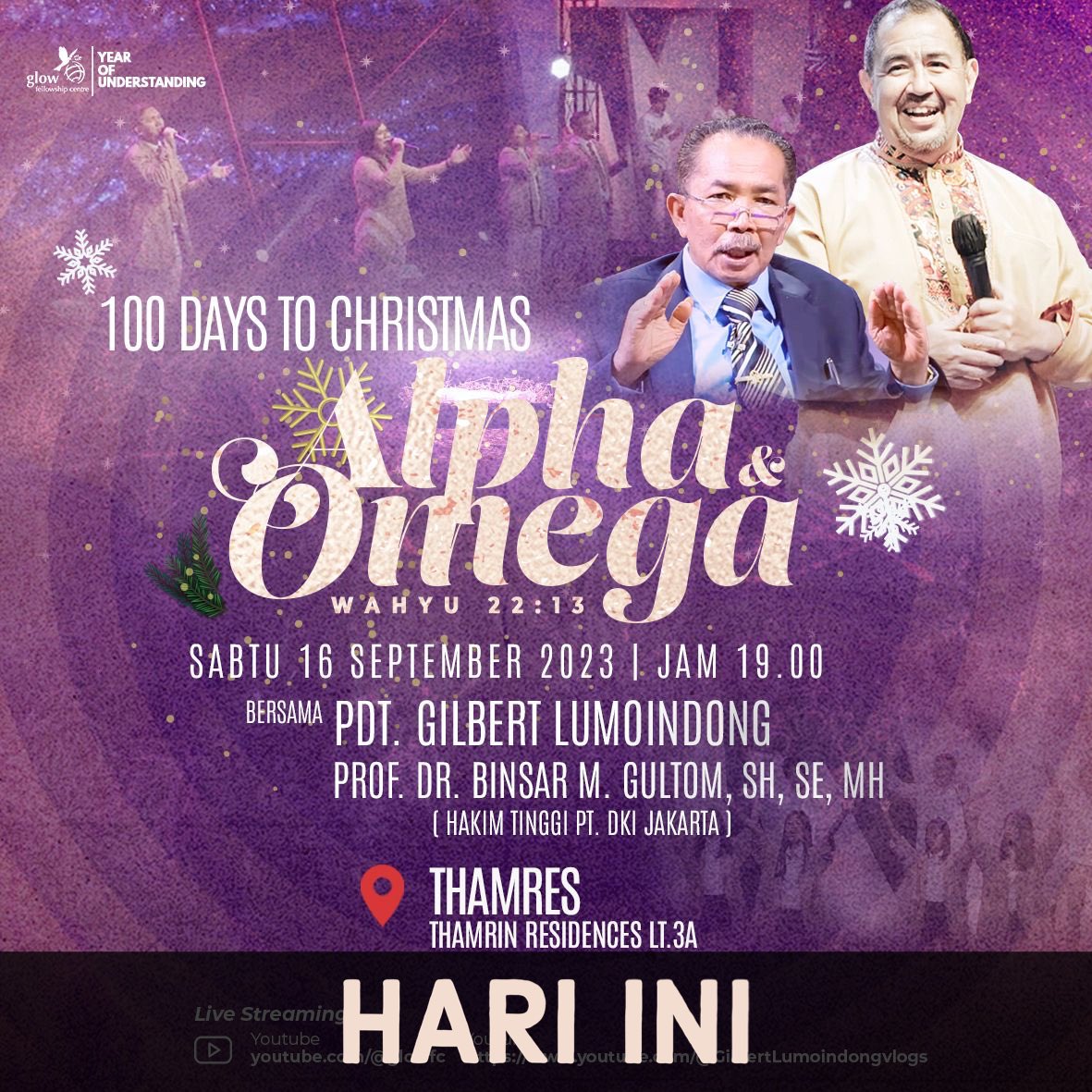 GBI Glow FC (@gbiglowfc) on Twitter photo HARI INI
IBADAH ONSITE
100 Days To Christmas
Sabtu 16 September Jam 19
Glow Thamrin Residences
Bersama
<a href="/PastorGilbertL/">Gilbert Lumoindong</a>
Prof.Dr.Binsar M Gultom, SH, SE,MH HARI INI
IBADAH ONSITE
100 Days To Christmas
Sabtu 16 September Jam 19
Glow Thamrin Residences
Bersama
<a href="/PastorGilbertL/">Gilbert Lumoindong</a>
Prof.Dr.Binsar M Gultom, SH, SE,MH