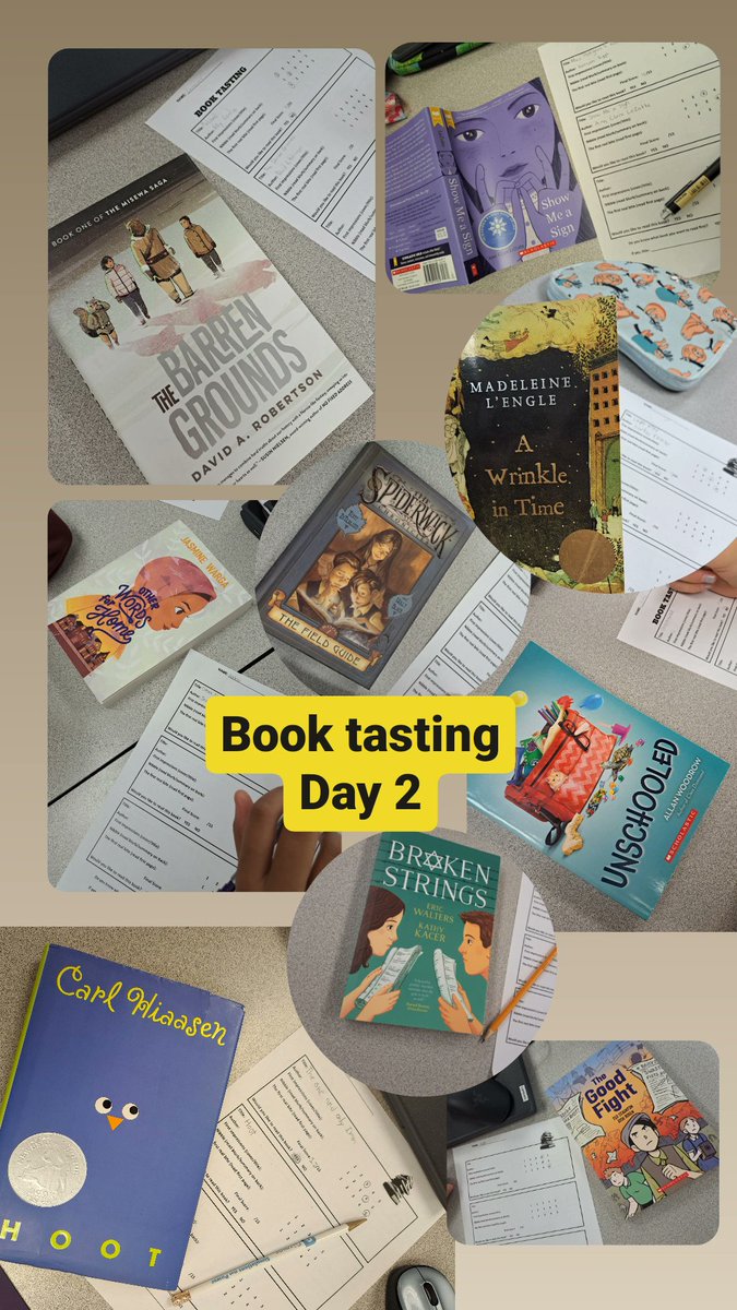 Book Tastings in Language this week so the grade 7s and 8s can create reading menus with books they're interested in.  Thanks @mslongpre <a href="/MrsHackett305/">Casey Hackett</a> for sharing resources and inspiring this great activity.