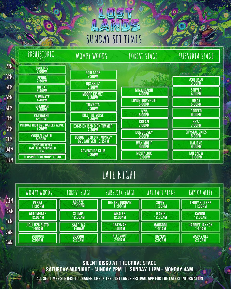 Lost Lands schedule