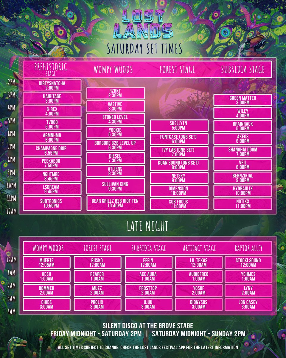 Lost Lands schedule