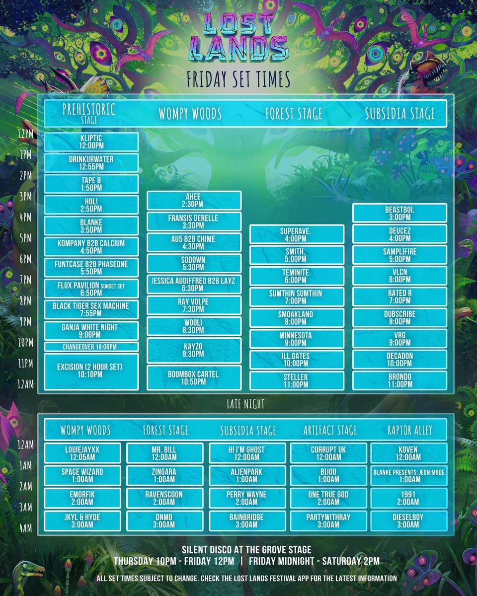 Lost Lands schedule