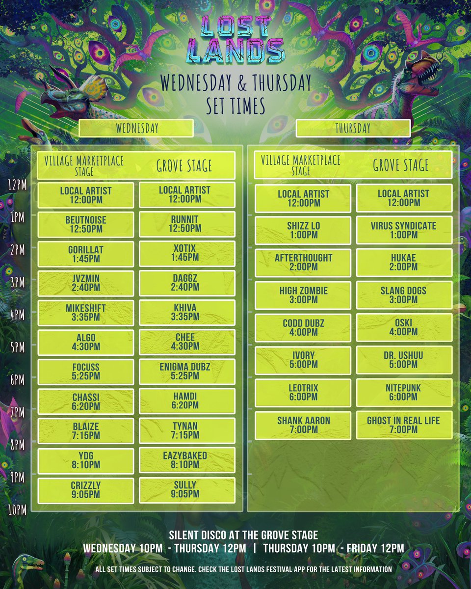 Lost Lands schedule