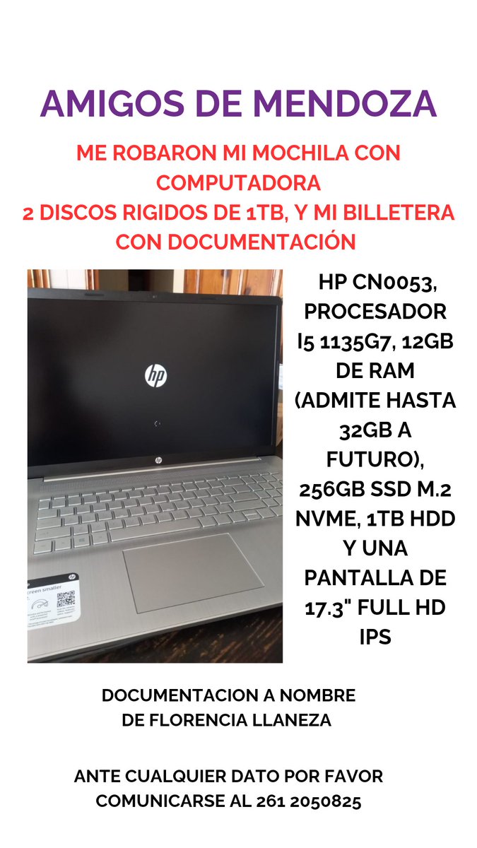 florllaneza's tweet photo. Gente de #Mendoza les encargo si ven o tienen algún dato 🙏 en esos discos estaba el trabajo de toda mi vida.

Gracias!! https://t.co/arT5LJh2w7