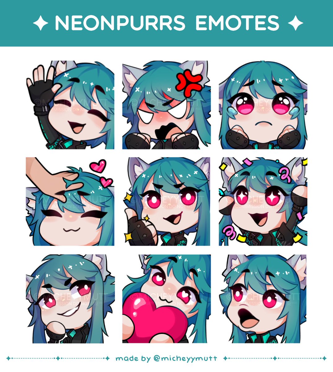 micheyymutt's tweet photo. 𓆩⟡𓆪 Custom Emotes for @neonpurrs 💛✨
Super proud of these emotes :D

 ･ ｡ﾟ☆ : *.☽ 
[#VGenComm #Micheydraws #Vgen #emoteartist] https://t.co/apQDP1lziH